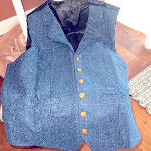 NWOT Tweed Waistcoats Mens Vest Wedding Vintage Wool Herringbone Retro Satin